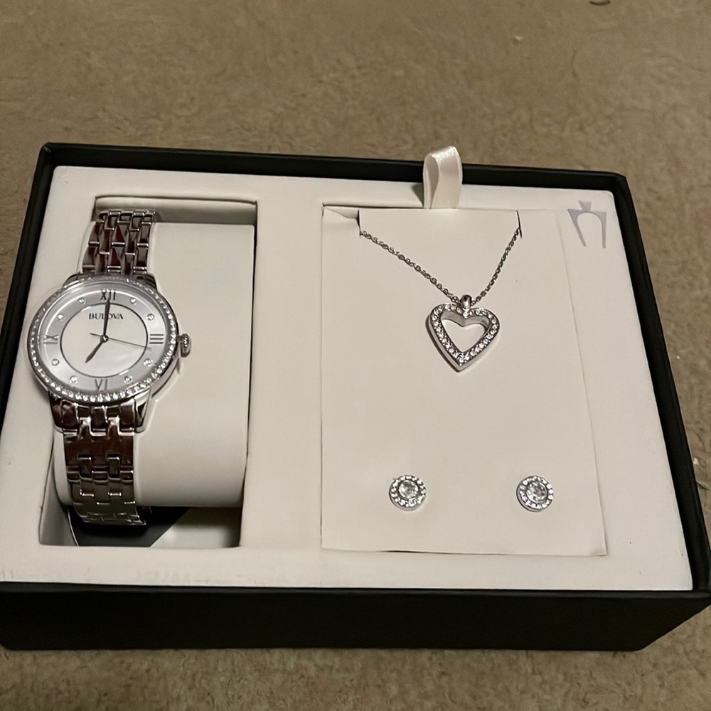 Bulova womens watch and jewelry set